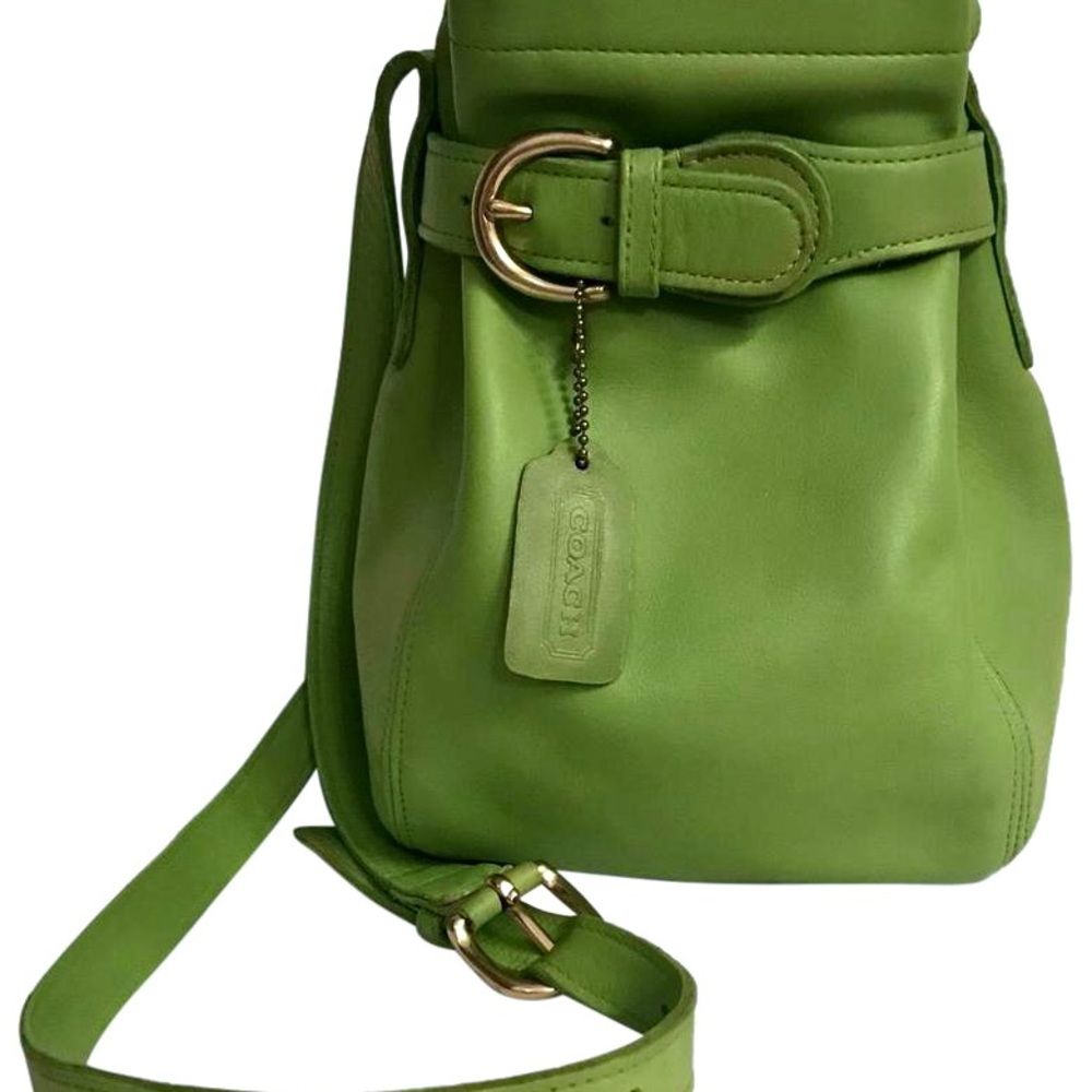 Vintage Coach Bucket Soho Buckle Cinch 4156 Lime Green Leather Cross Body Bag